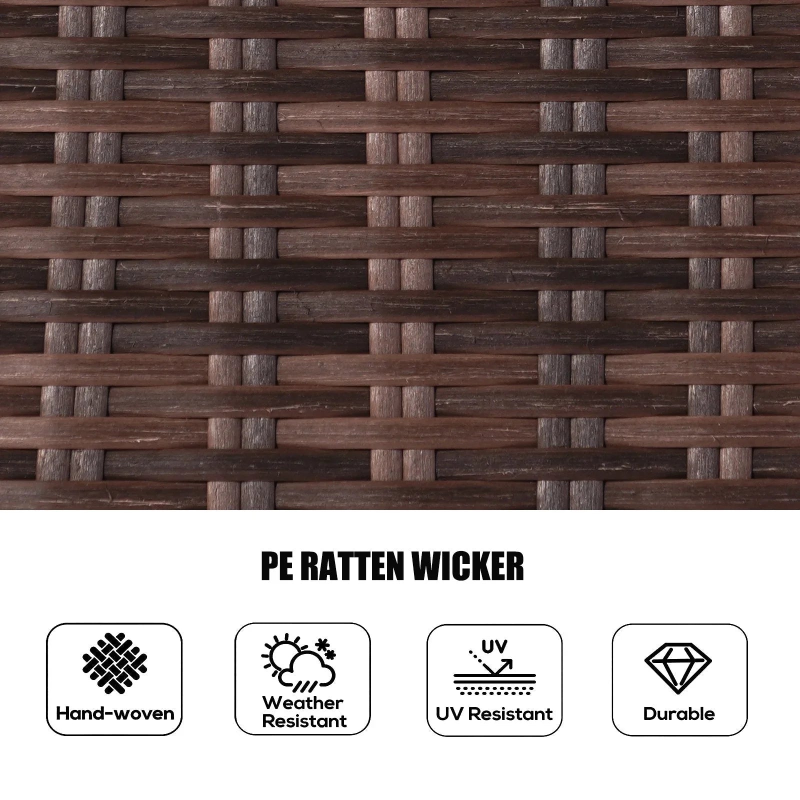 Set da pranzo rotondo da esterno in 7 pezzi in vimini di rattan con cuscini di Moda Furnishings