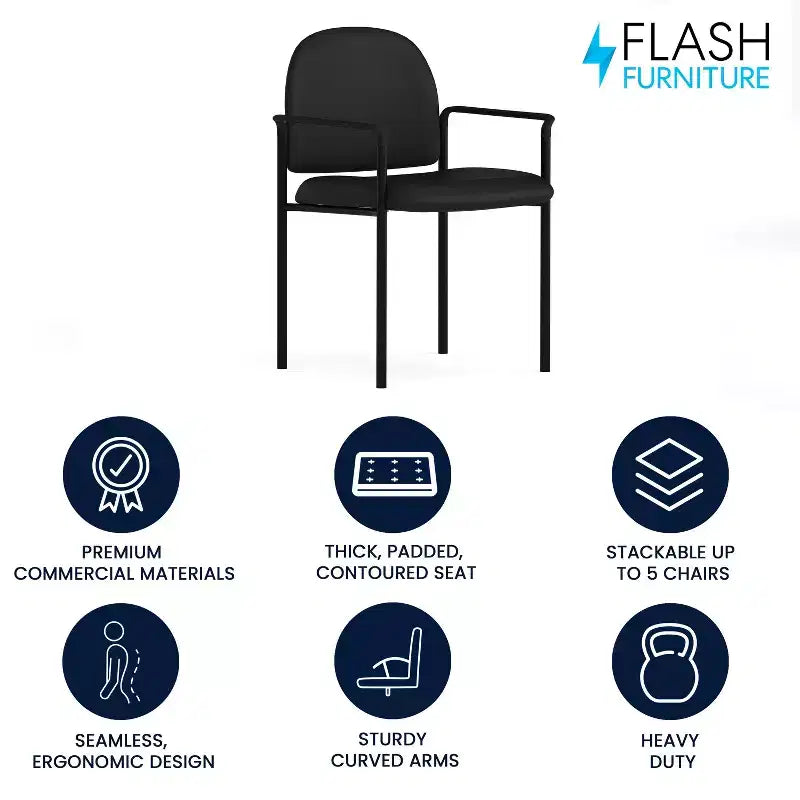 Sedia da ricevimento laterale impilabile in acciaio Comfort con braccioli