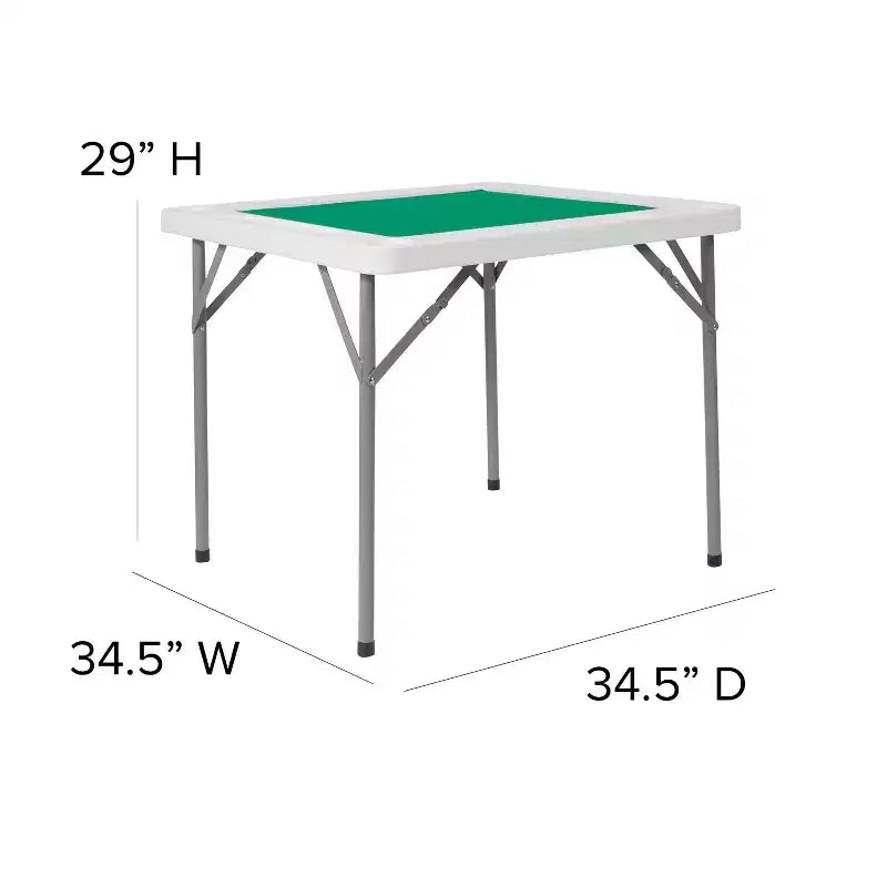 Tavolo da gioco pieghevole quadrato da 34,5" per 4 persone con panno verde e portabicchieri