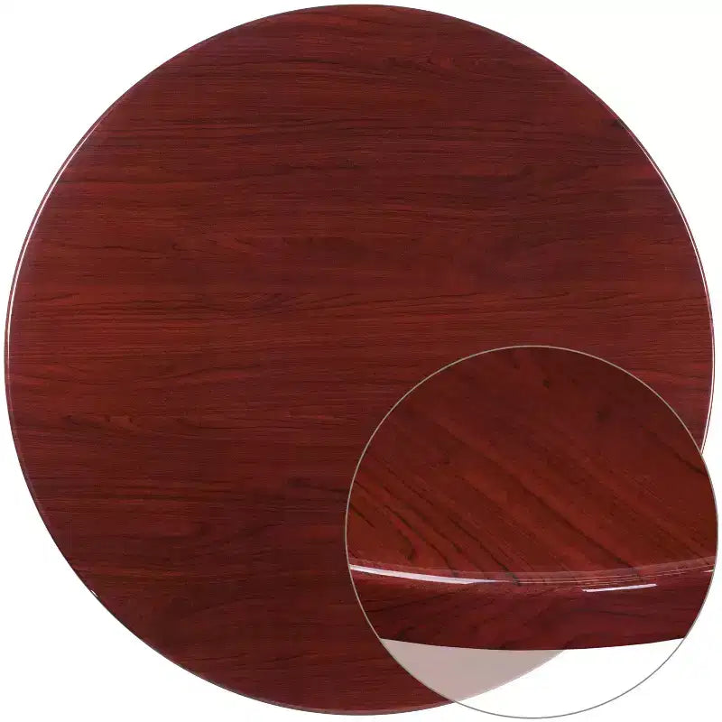 Emma and Oliver 48 Round High-Gloss Resin Table Top with 2 Thick Drop-Lip