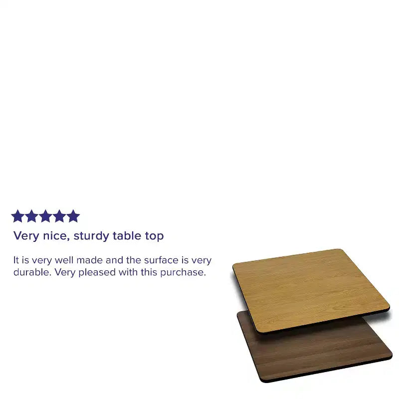 Piano Tavolo Quadrato Reversibile in Laminato da 24" – Per Caffè e Ristoranti
