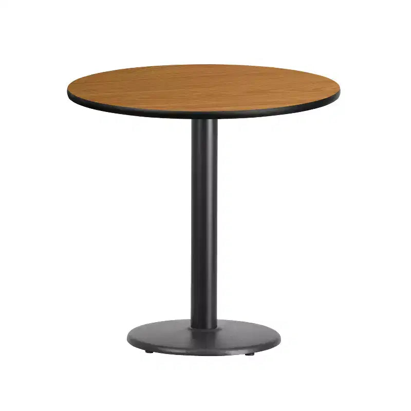 Piano del tavolo rotondo in laminato da 30" con base rotonda da 18" ad altezza tavolo