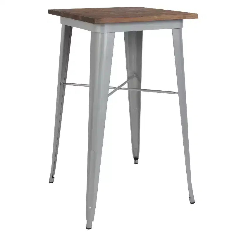Emma and Oliver 23.75 Square Wood/Metal Indoor Bar Height Table