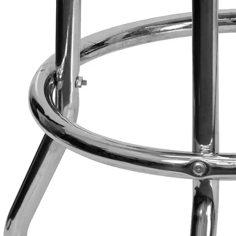 Sgabello da bar per sala da pranzo cromato con doppio anello, senza schienale, stile retrò – Stile ristorante