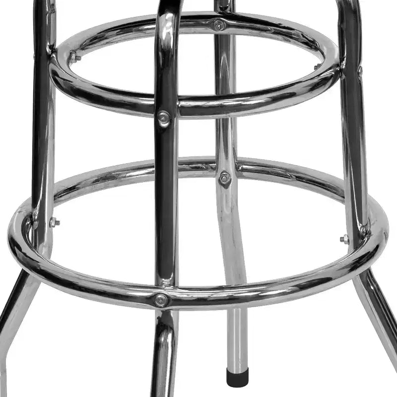 Sgabello da bar per sala da pranzo cromato con doppio anello, senza schienale, stile retrò – Stile ristorante