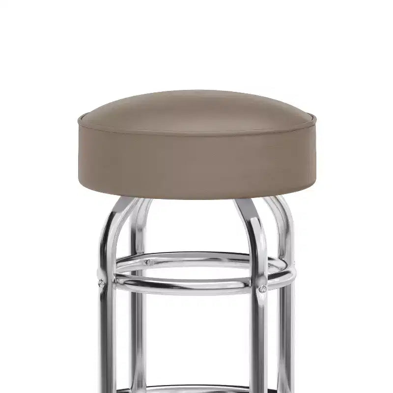 Sgabello da bar per sala da pranzo cromato con doppio anello, senza schienale, stile retrò – Stile ristorante