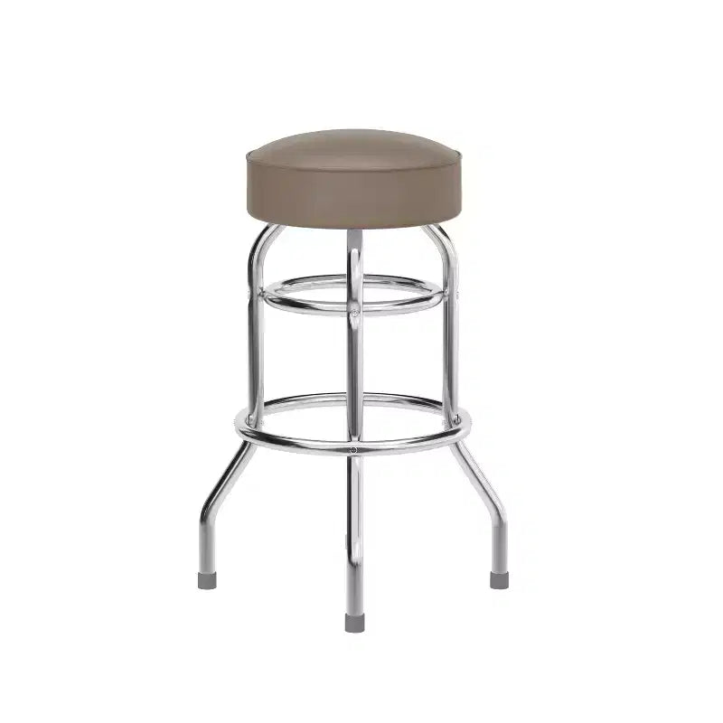 Sgabello da bar per sala da pranzo cromato con doppio anello, senza schienale, stile retrò – Stile ristorante