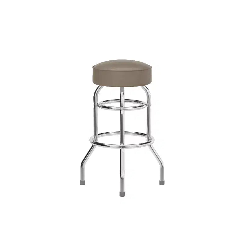 Sgabello da bar per sala da pranzo cromato con doppio anello, senza schienale, stile retrò – Stile ristorante