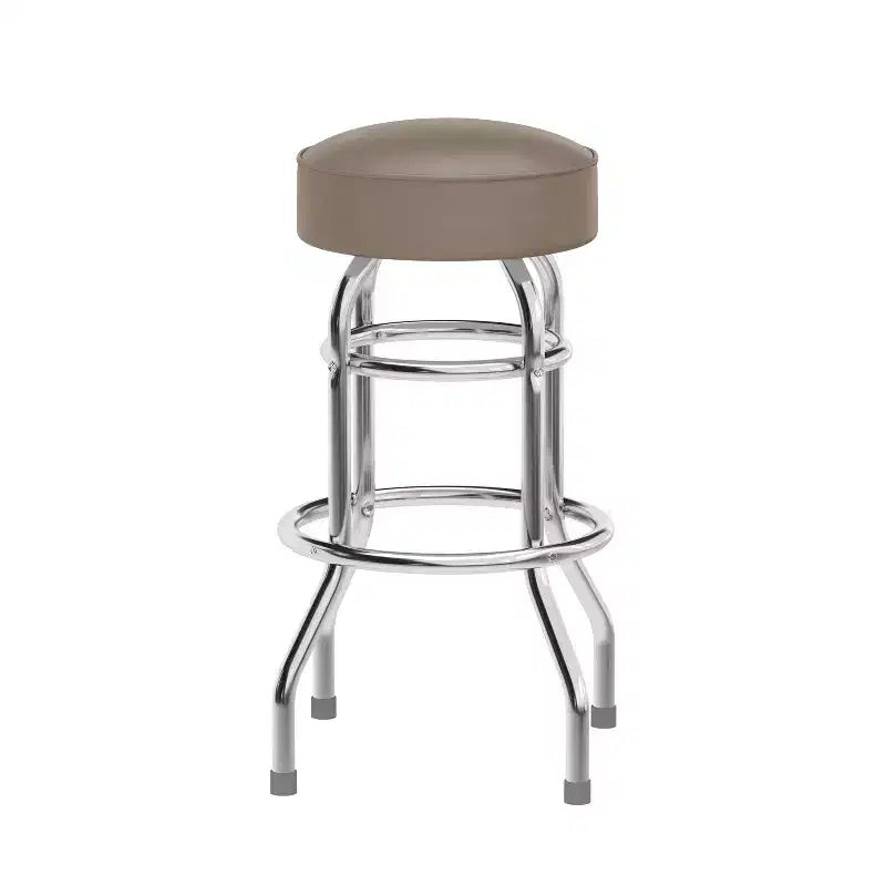 Emma and Oliver Retro Backless Double Ring Chrome Restaurant Dining Barstool