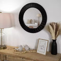 Specchio da parete rotondo in plastica scanalata nero 20''x20''