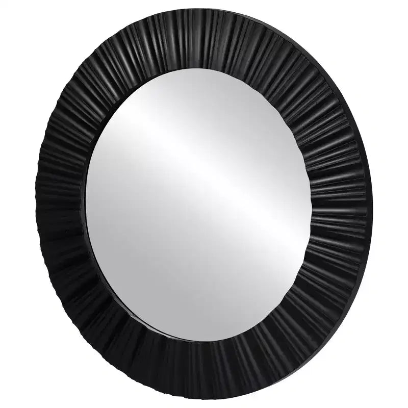 Specchio da parete rotondo in plastica scanalata nero 20''x20''