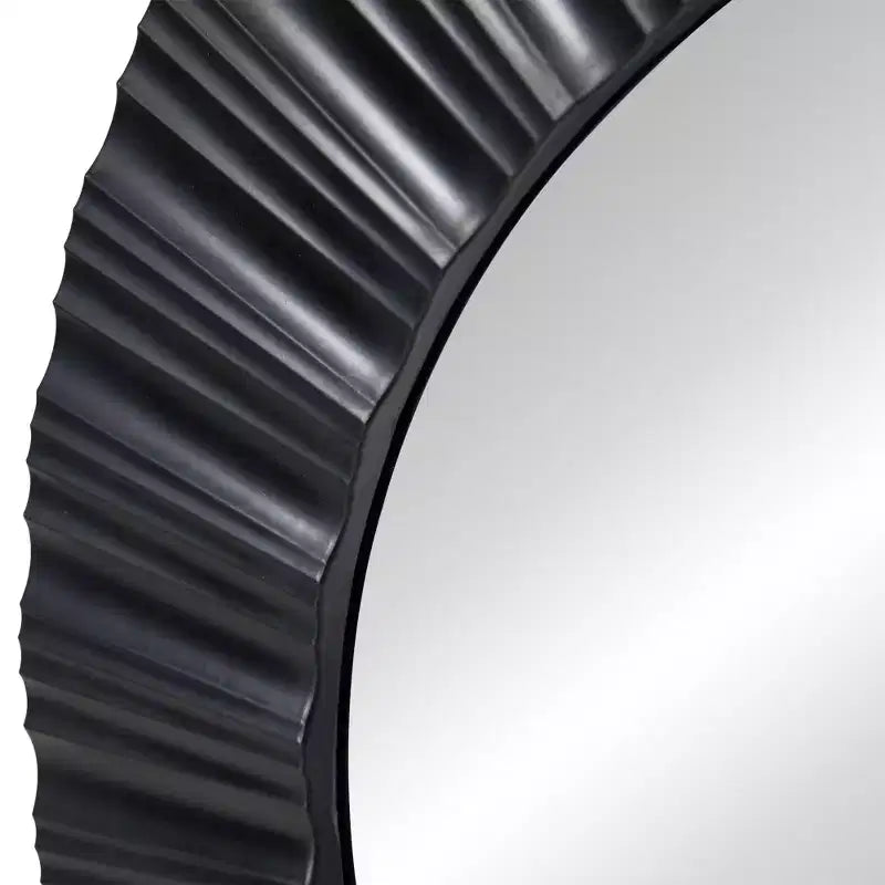 Plastic Fluted Round Wall Mirror Black 20''x20''