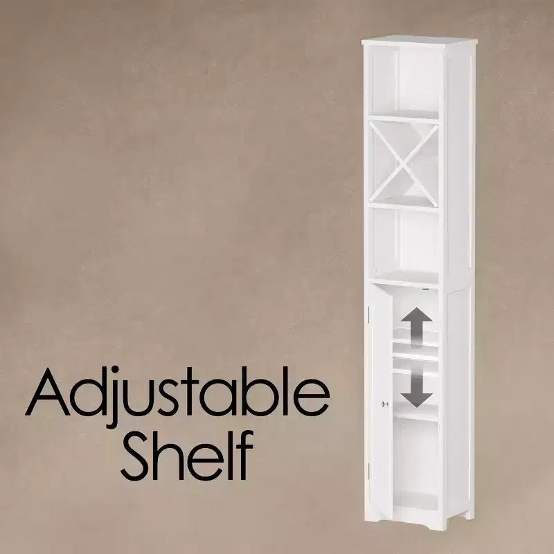 Engineered Wood Tall Linen Tower Cabinet with Adjustable Shelves 13.5''x9''x67''