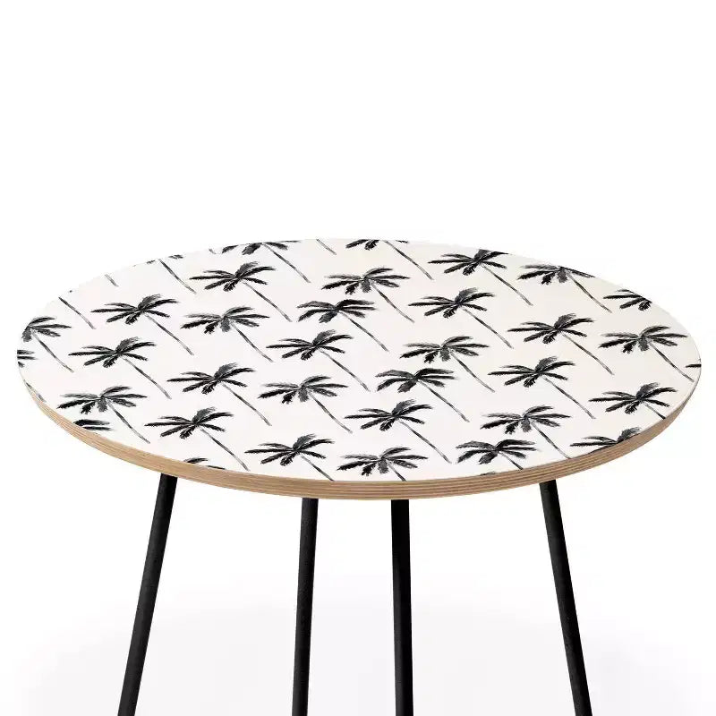 Baltic Birch and Steel Round Side Table with Printed Top 19''x19''x19''