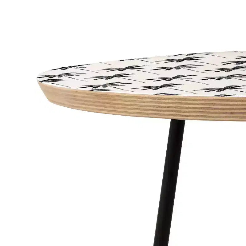 Baltic Birch and Steel Round Side Table with Printed Top 19''x19''x19''