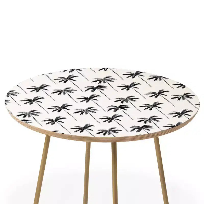Baltic Birch and Steel Round Side Table with Printed Top 19''x19''x19''