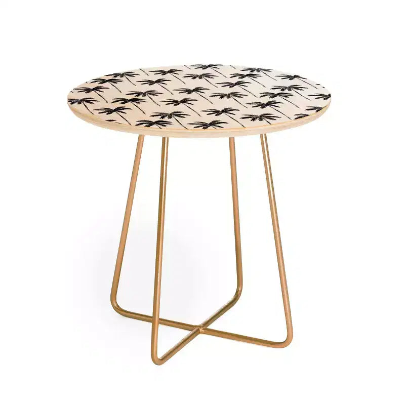 Baltic Birch and Steel Round Side Table with Printed Top 19''x19''x19''