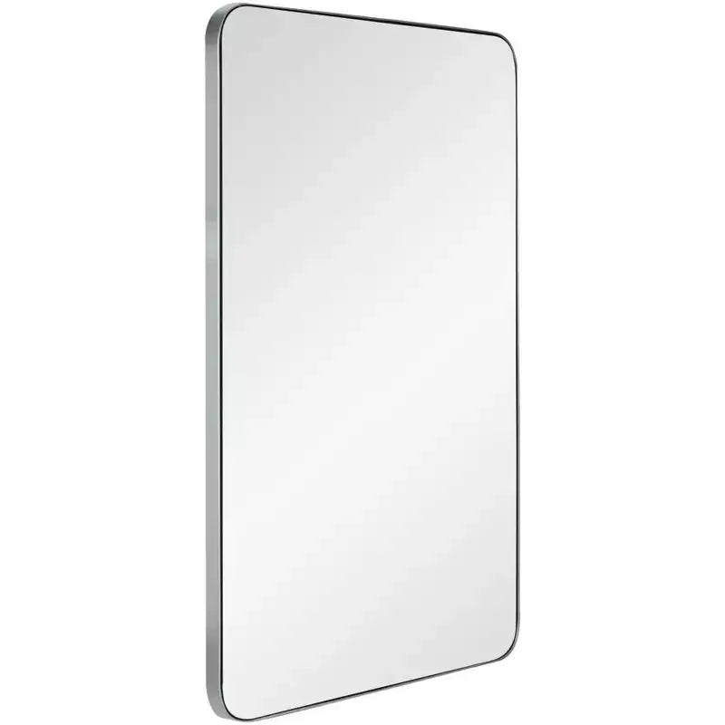 Specchio da parete rettangolare con cornice in metallo, argento, 24''x36''