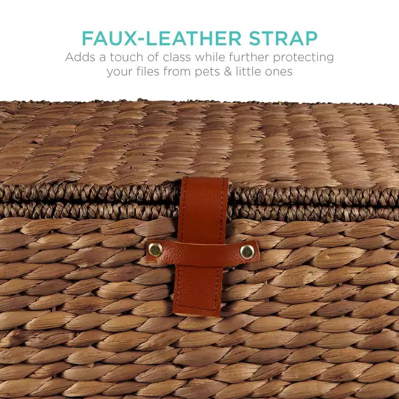 Classificatore portadocumenti su rotelle in metallo e rattan con coperchio e ruote bloccabili 15''x12''x14''