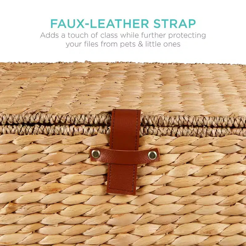 Classificatore portadocumenti su rotelle in metallo e rattan con coperchio e ruote bloccabili 15''x12''x14''