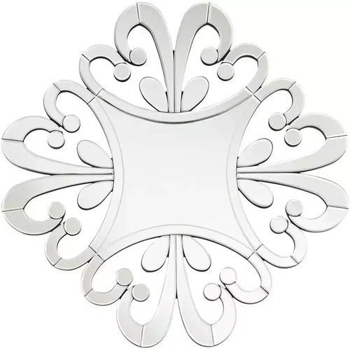 Possini Euro Design Soleil Square Starburst Vanity Wall Mirror Modern Beveled Cut Glass Pattern Frame 31 1/2 Wide for Bathroom Bedroom House Entryway