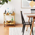 Carrello Bar a 2 Piani Clover in Metallo Martellato con Ruote 24.75''x24.75''x28.5''