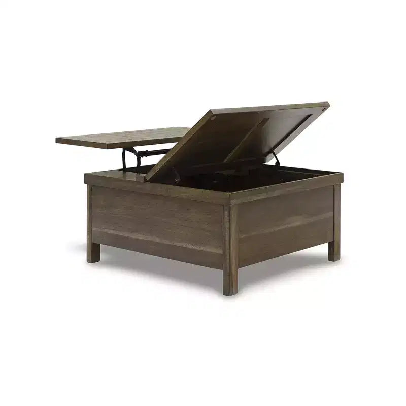 Acacia Wood and MDF Lift-Top Cocktail Table with Hidden Storage Light Brown 36.13''x36.13''x18''