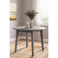 Tavolo da pranzo rotondo con ante a ribalta in MDF e legno massello grigio 42.75''x30''