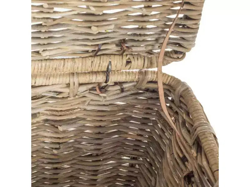 Baule portaoggetti in Rattan e Ferro con Coperchio Rimovibile Grigio 35.6''x22.4''x23.6''