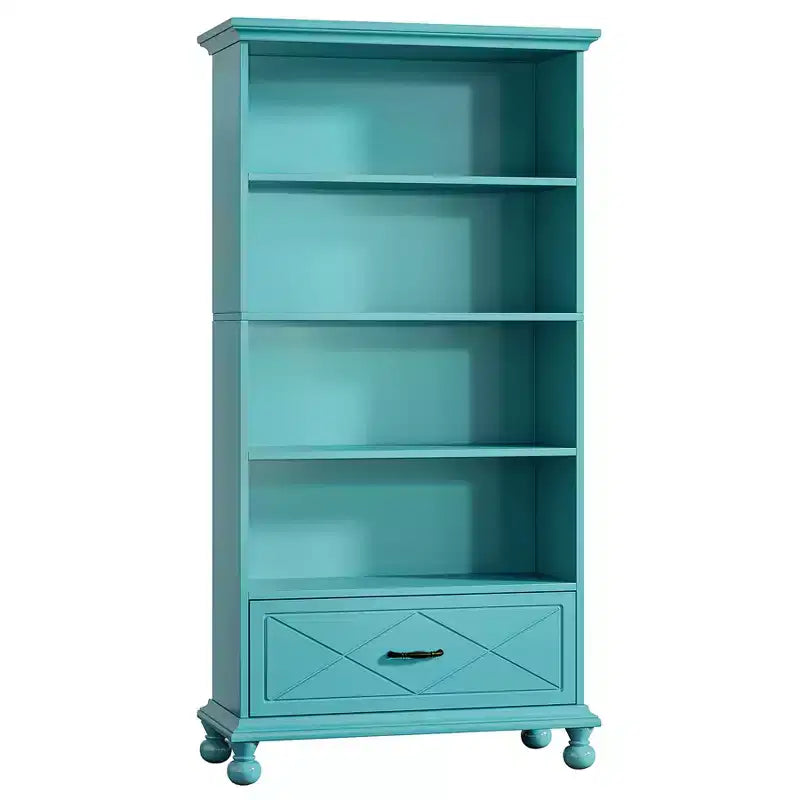 Wood 6-Tier Freestanding Bookshelf with Drawer 33.5''x13.8''x70.9''