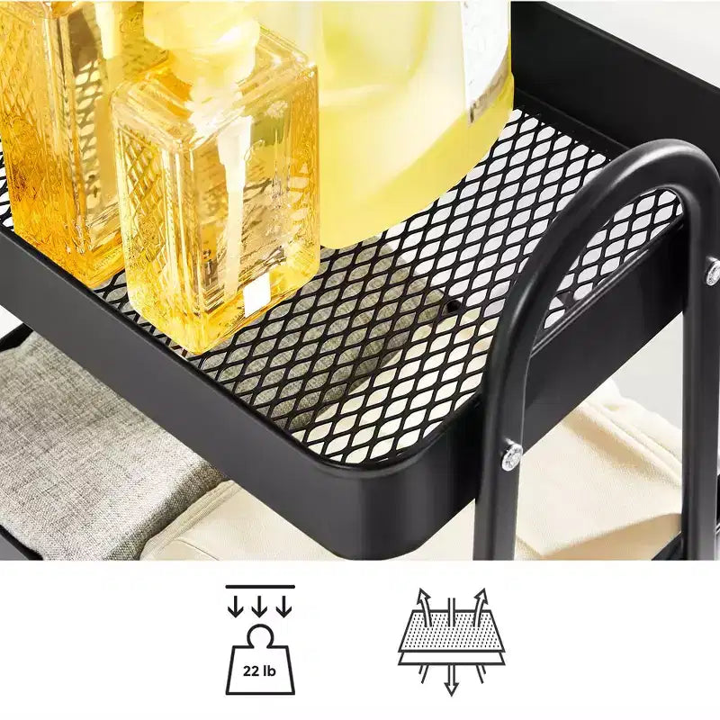Carrello Portaoggetti a 3 Piani in Acciaio con Cesti a Rete e Ruote Bloccabili 41,4x30,7x79 cm