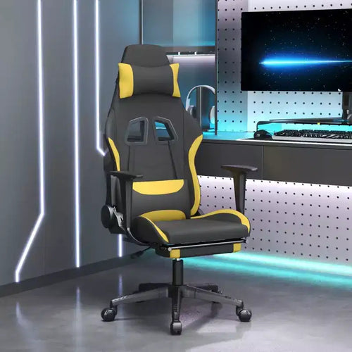 Sedia da gaming in tessuto e metallo con poggiapiedi, altezza e schienale regolabili 64x60x127 cm