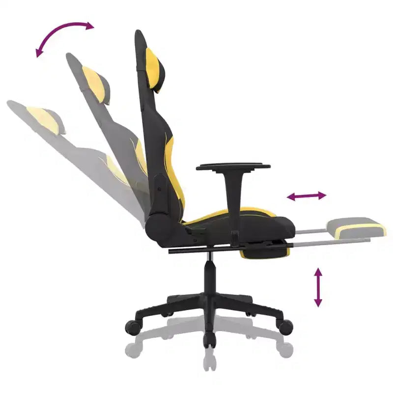 Fabric and Metal Gaming Chair with Footrest Adjustable Height and Backrest 25.2''x23.58''x50''