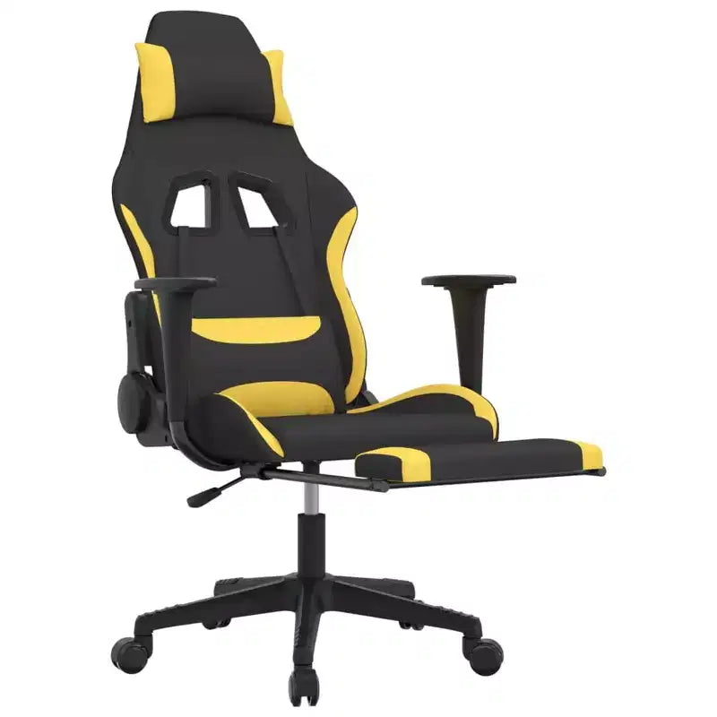 Sedia da gaming in tessuto e metallo con poggiapiedi, altezza e schienale regolabili 64x60x127 cm