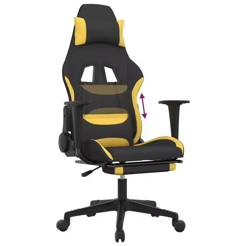 Sedia da gaming in tessuto e metallo con poggiapiedi, altezza e schienale regolabili 64x60x127 cm