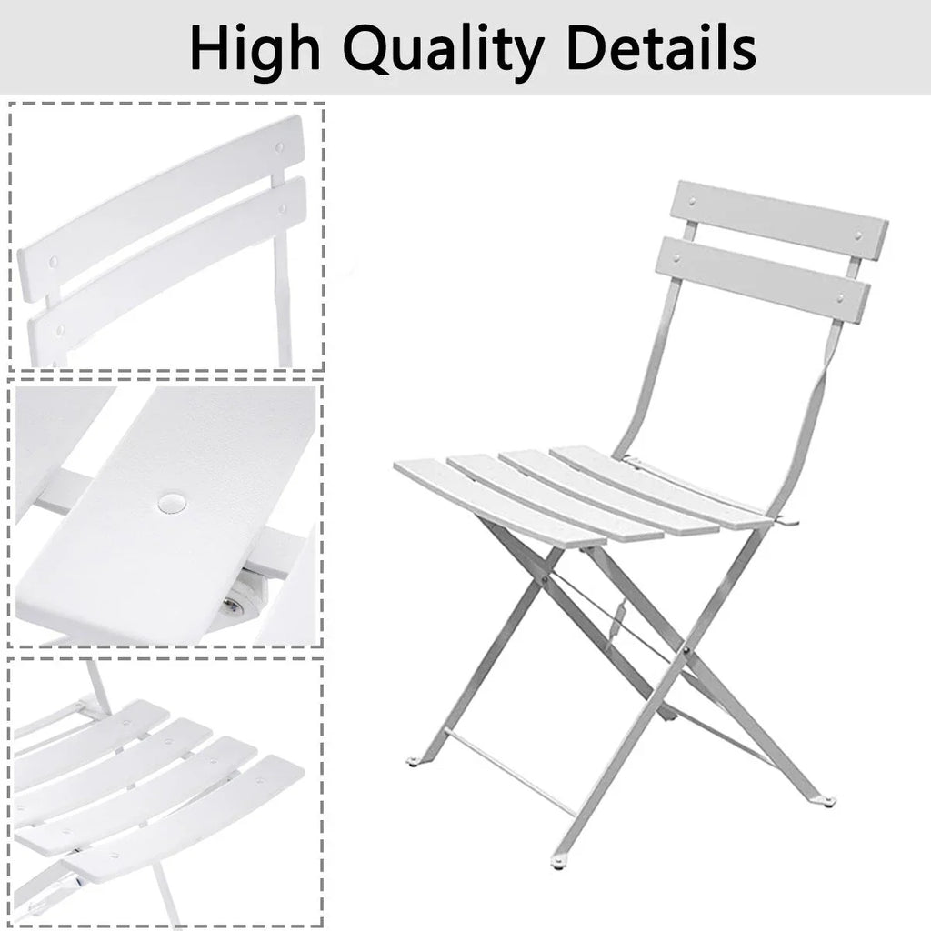 Set bistro pieghevole in metallo da 3 pezzi, set conversazione resistente alle intemperie per esterni/interni, per patio, cortile, giardino
