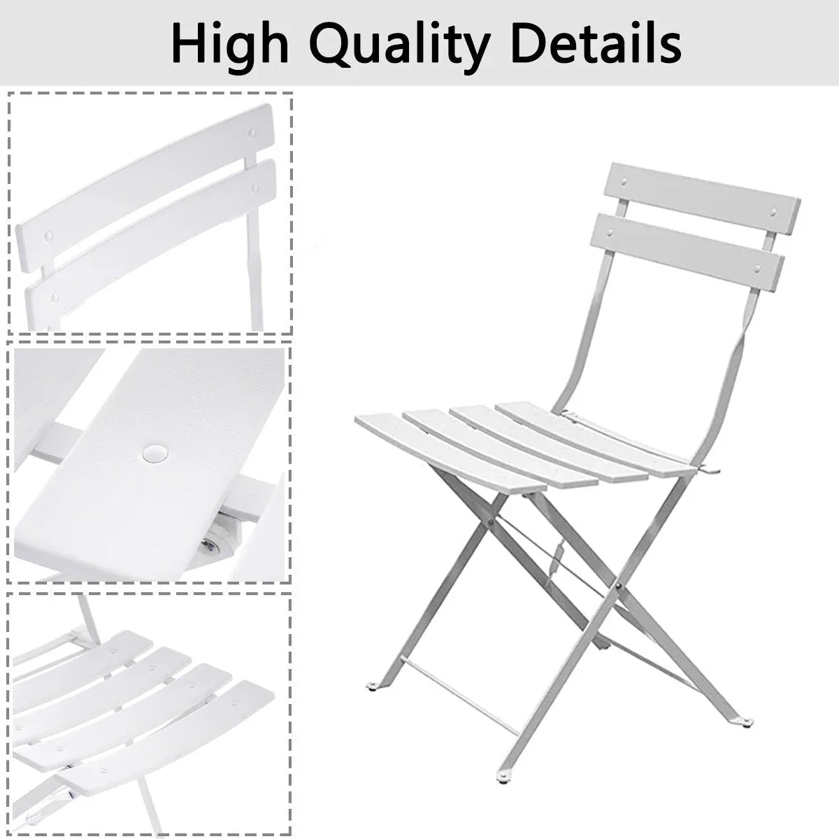 Set bistro pieghevole in metallo da 3 pezzi, set conversazione resistente alle intemperie per esterni/interni, per patio, cortile, giardino