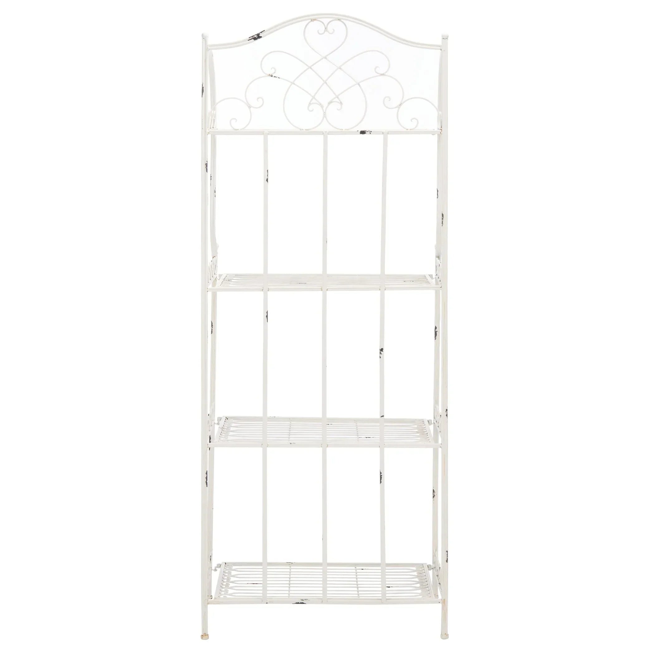 SAFAVIEH Bryn Scaffale da panettiere da esterno a 4 ripiani in ferro battuto vittoriano - 25 pollici L x 15 pollici P x 63 pollici H - 25 L x 15 P x 63 H