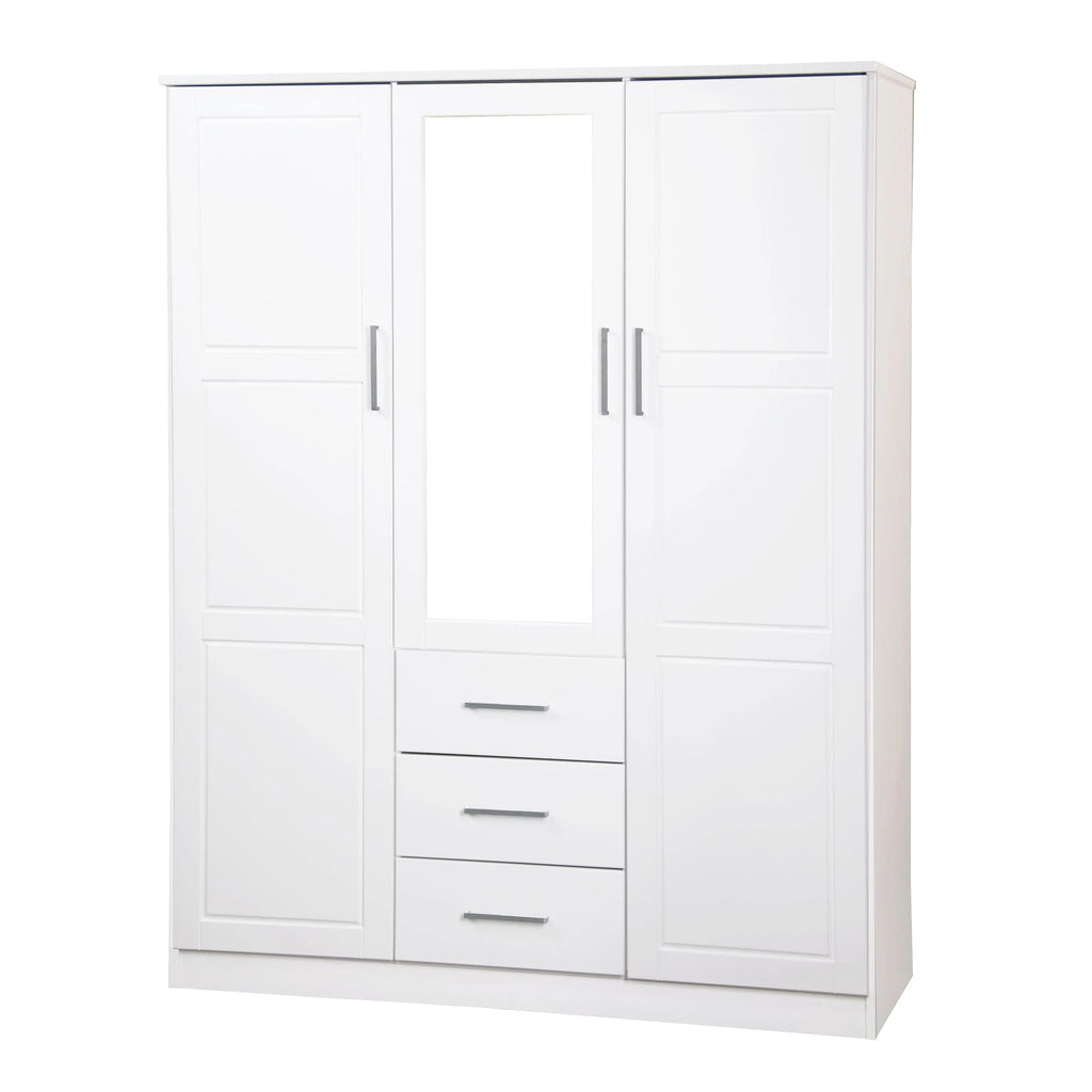 Palace Imports Armadio a 3 ante Cosmo 100% legno massello con ante in legno massello o a specchio