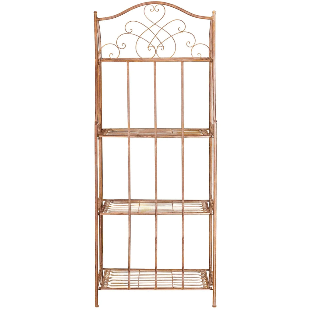 SAFAVIEH Bryn Scaffale da panettiere da esterno a 4 ripiani in ferro battuto vittoriano - 25 pollici L x 15 pollici P x 63 pollici H - 25 L x 15 P x 63 H