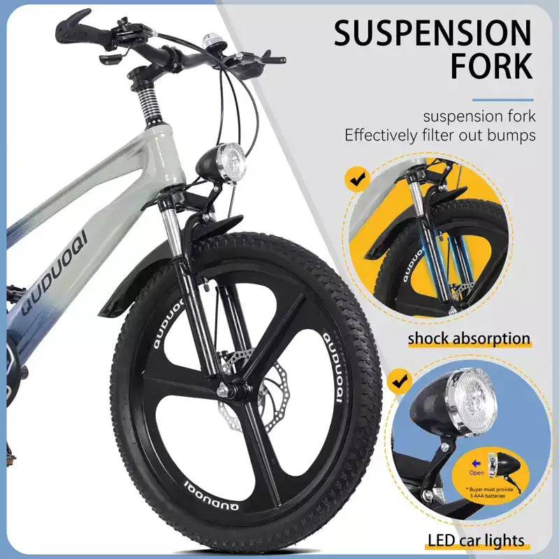 NAYSAYE Bicicletta da montagna per bambini da 20 pollici con trasmissione a 7 velocità e telaio in lega di magnesio per ragazzi e ragazze di età 8-12 anni, 57.09*21.65*29.92