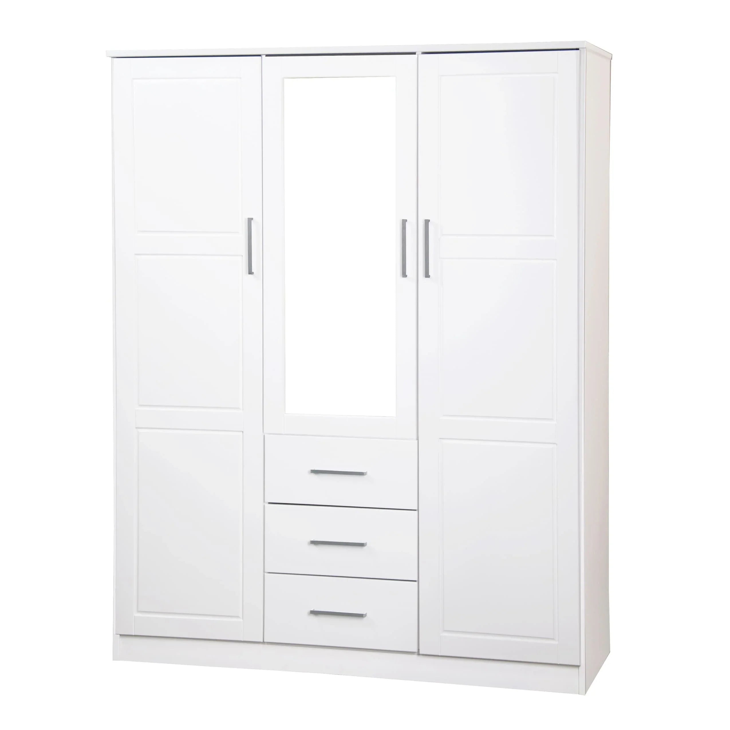 Palace Imports Armadio a 3 ante Cosmo 100% legno massello con ante in legno massello o a specchio