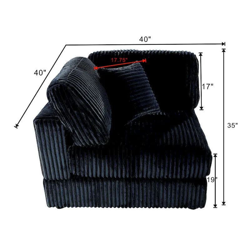 Divano Sezionale Modulare a L in Corduroy, 6 Pezzi Oversize, Combinazione Fai da Te