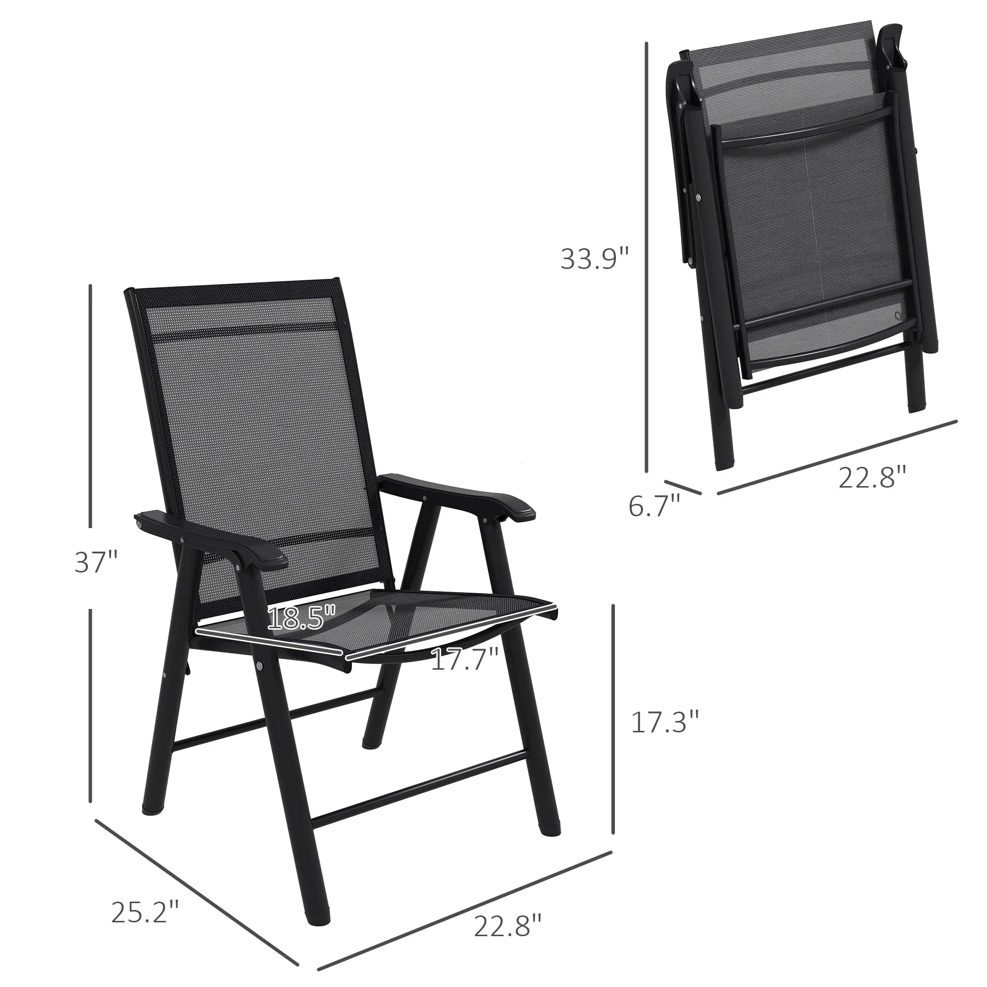 Set di 4 sedie pieghevoli Outsunny per patio, dal design semplice ed elegante, comode per terrazza, giardino, cortile e viaggio
