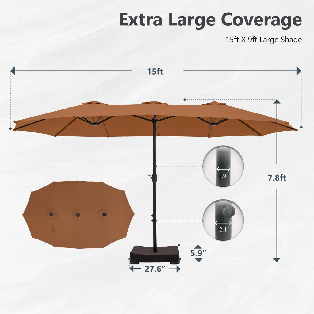 MAISON ARTS Ombrellone Doppio da 4,5 m, Extra Large, per Patio, con Base Inclusa