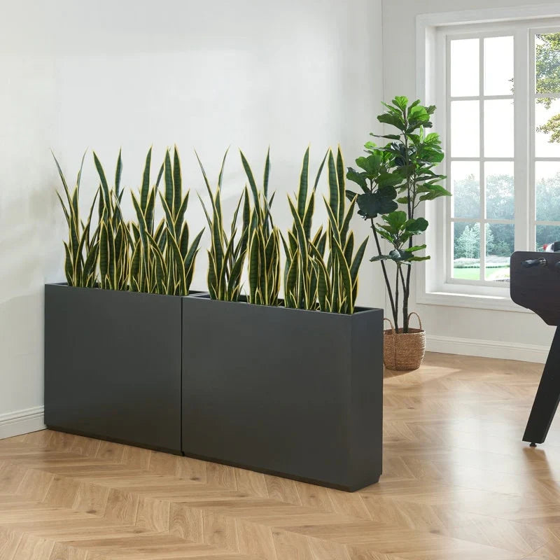 Vaso/fioriera metallica pesante per piante da esterno, fioriera in metallo lunga e alta 38Lx10Px30A pollici - 38x30x10