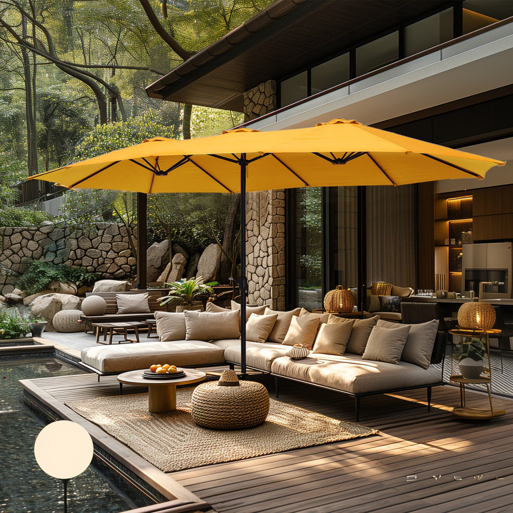 MAISON ARTS Ombrellone Doppio da 4,5 m, Extra Large, per Patio, con Base Inclusa