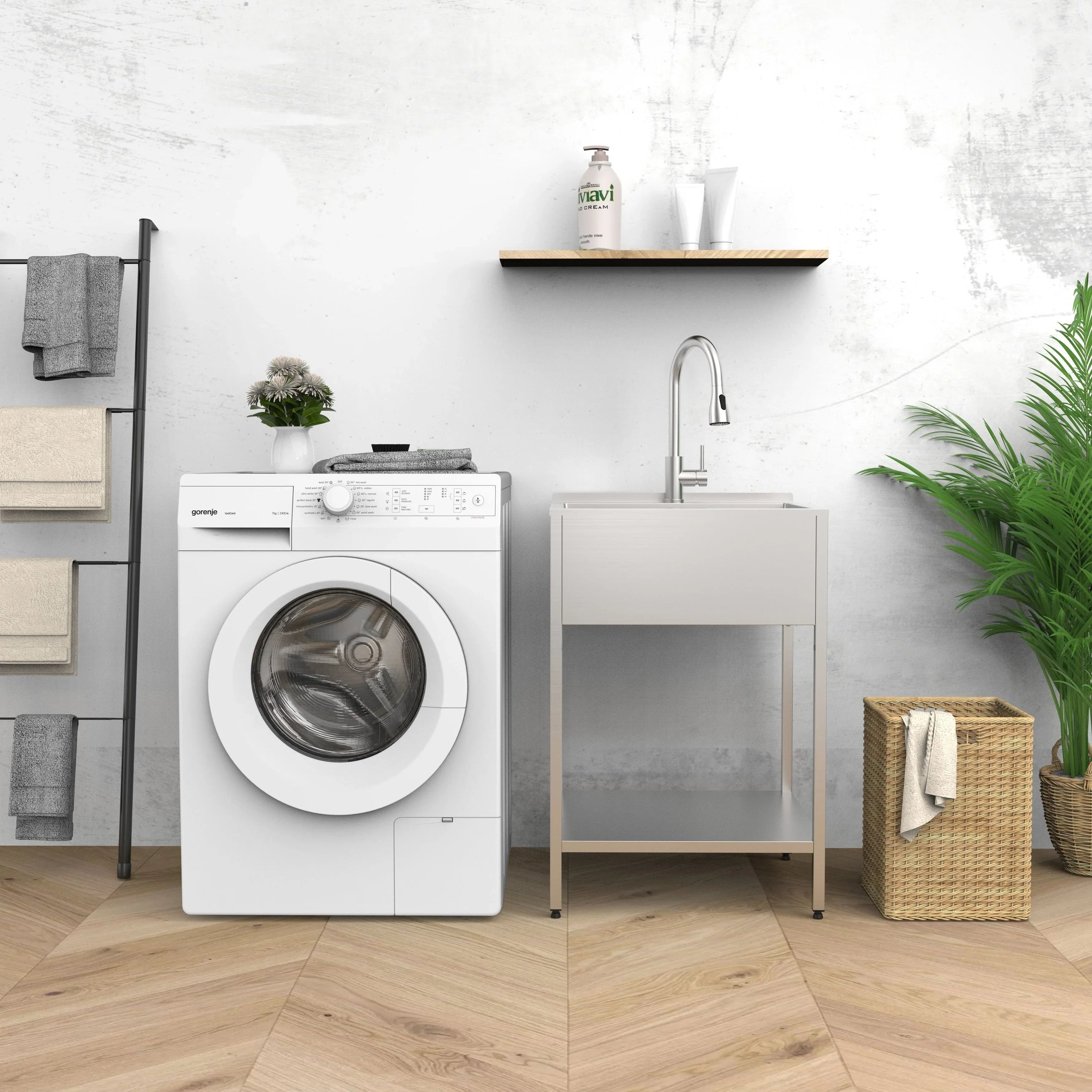Lavello per bucato e supporto Transolid EWS-2422S in acciaio inossidabile, 24" L x 22" P x 35" A - 24" x 22"