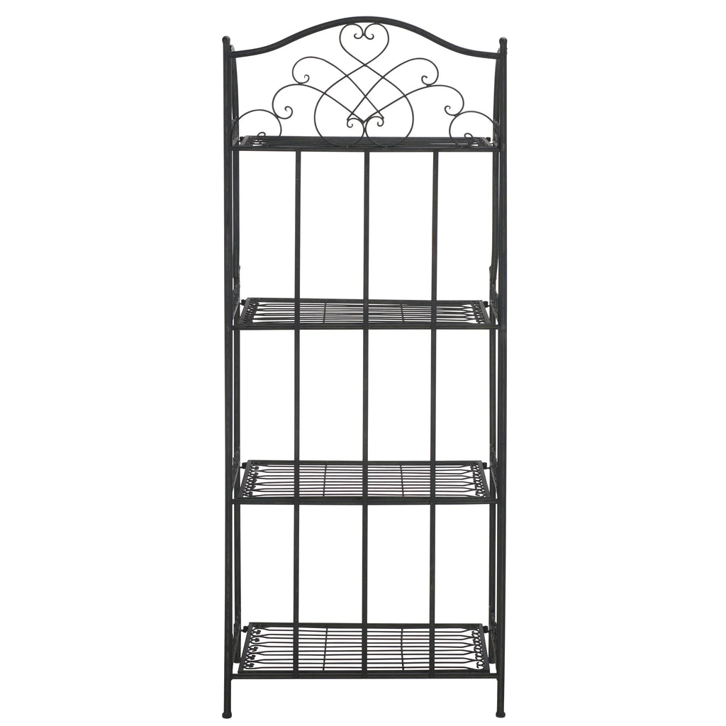 SAFAVIEH Bryn Scaffale da panettiere da esterno a 4 ripiani in ferro battuto vittoriano - 25 pollici L x 15 pollici P x 63 pollici H - 25 L x 15 P x 63 H