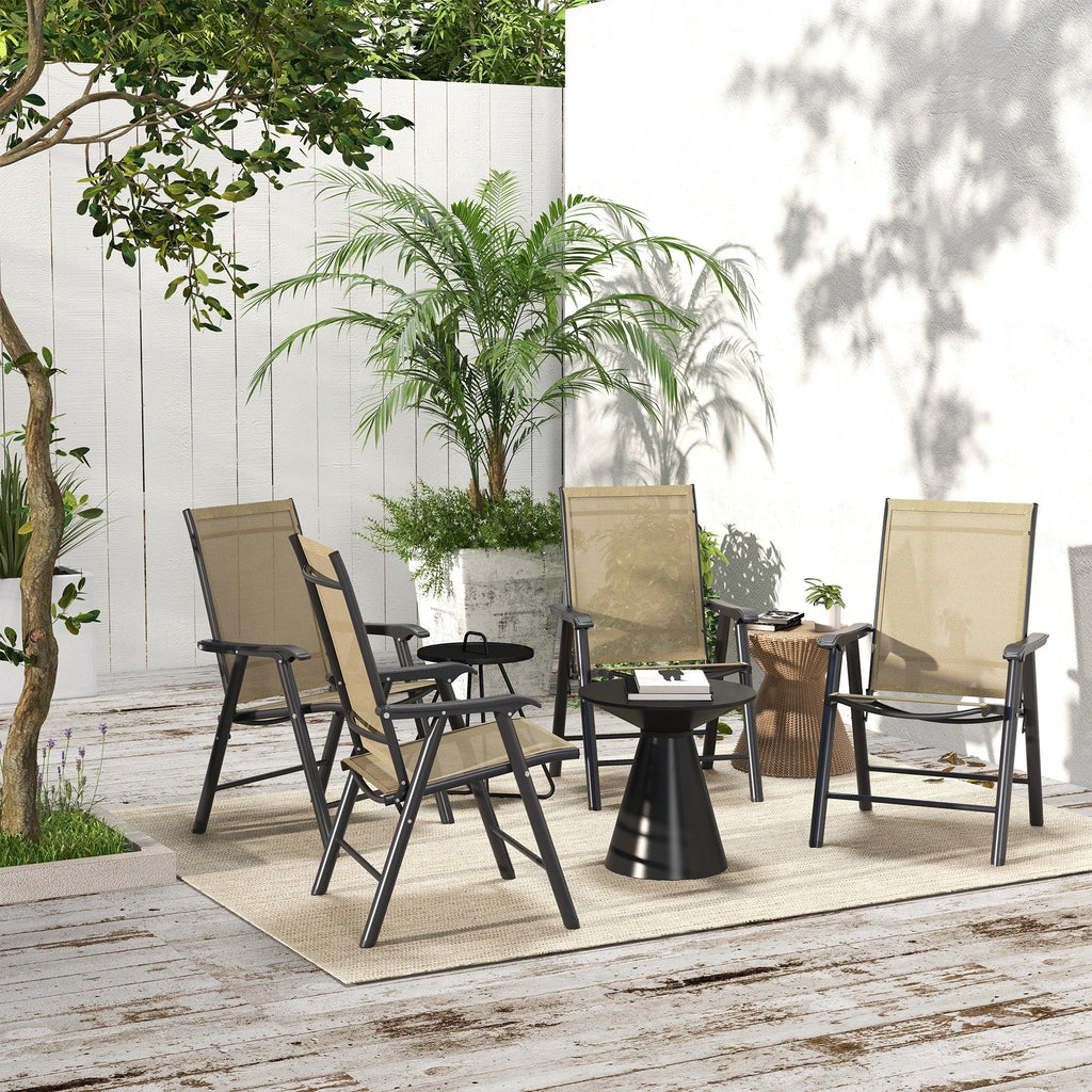 Set di 4 sedie pieghevoli Outsunny per patio, dal design semplice ed elegante, comode per terrazza, giardino, cortile e viaggio